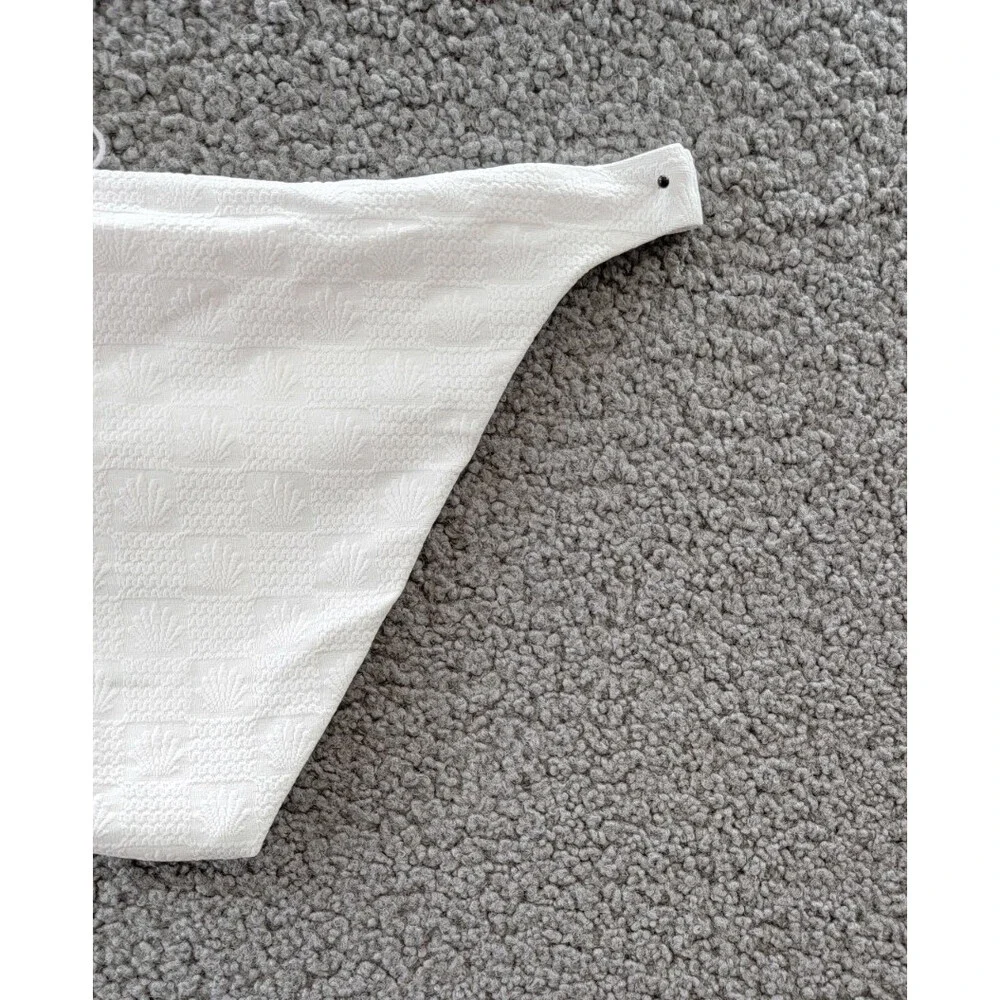 L*Space Camacho Classic Bikini Bottom Women's M White Elastic Waist Pull On